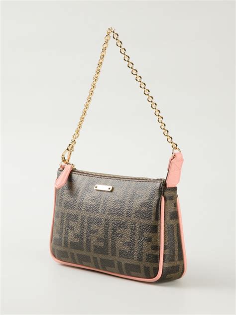 fendi brown leather & ff logo shoulder bag om|Fendi outlet store online.